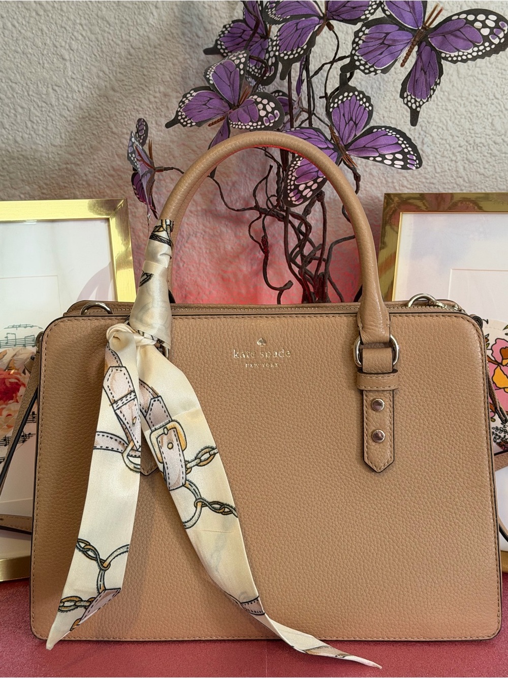 Kate Spade Taupe Pebbled Leather Satchel